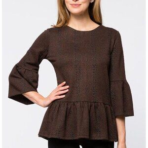 Tyler Boe Snakeskin Crosby 3/4 Sleeve Peplum Top Size XS